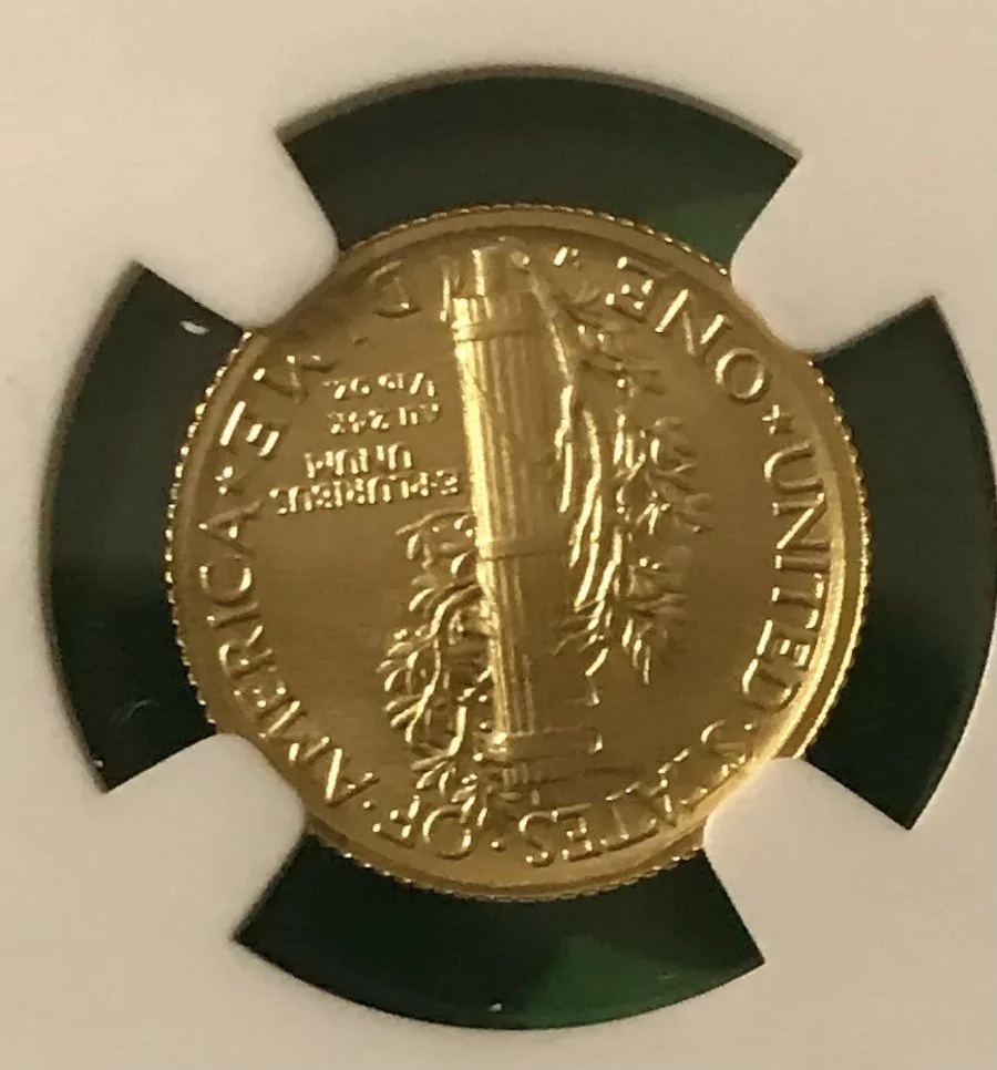 ☆2016-W 10c マーキュリーダイム 100周年記念 金貨 NGC SP70☆