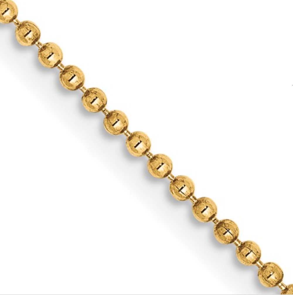 14K 16 inch 1.2mm Diamond-cut Beaded with Lobter Clasp Pendant Chain — The  Gold Source Jewelry Store