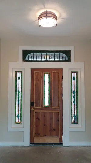 Front Door using Salvaged Wood and Stained Glass