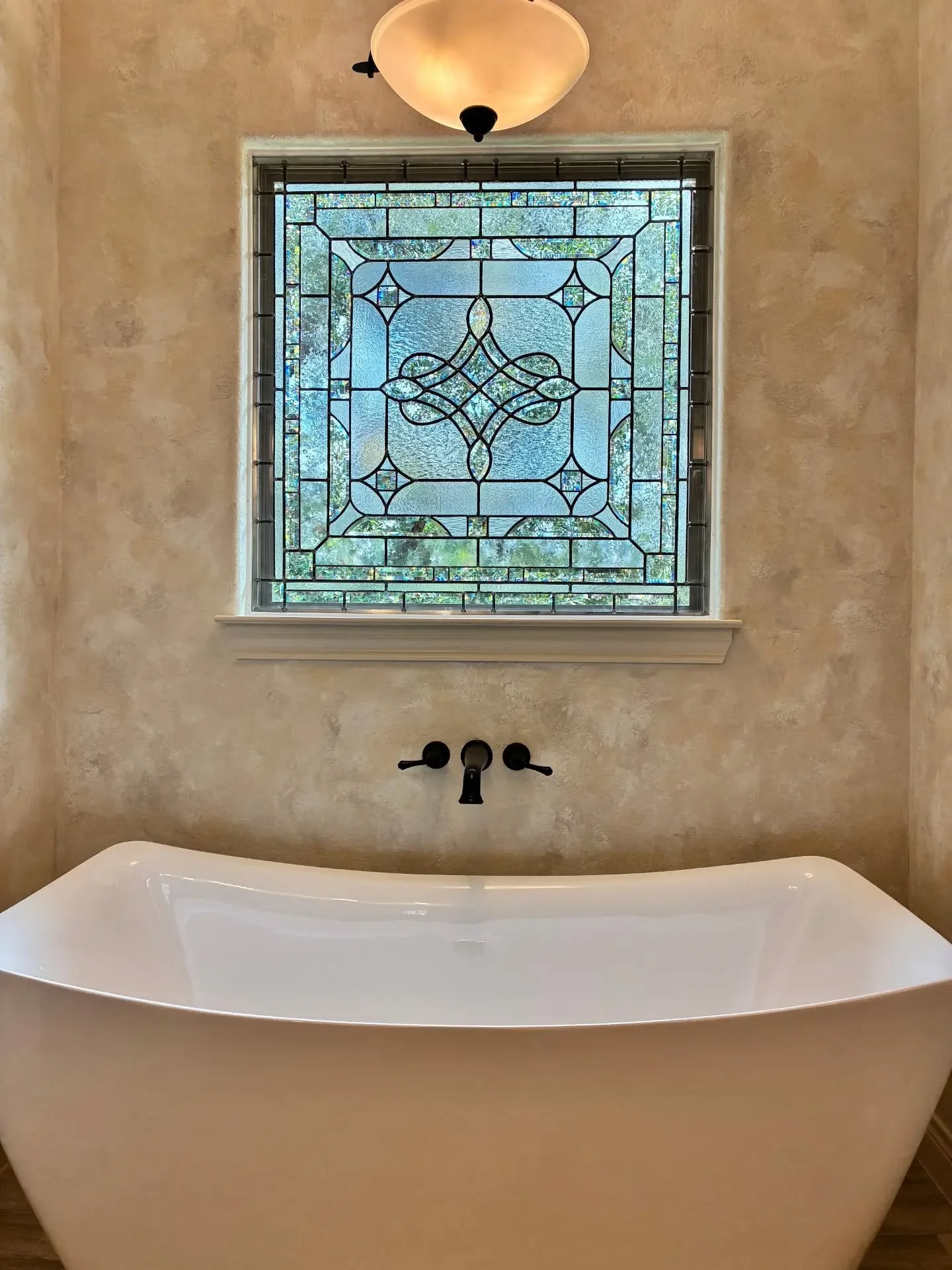 Elegant luxury primary bathroom window