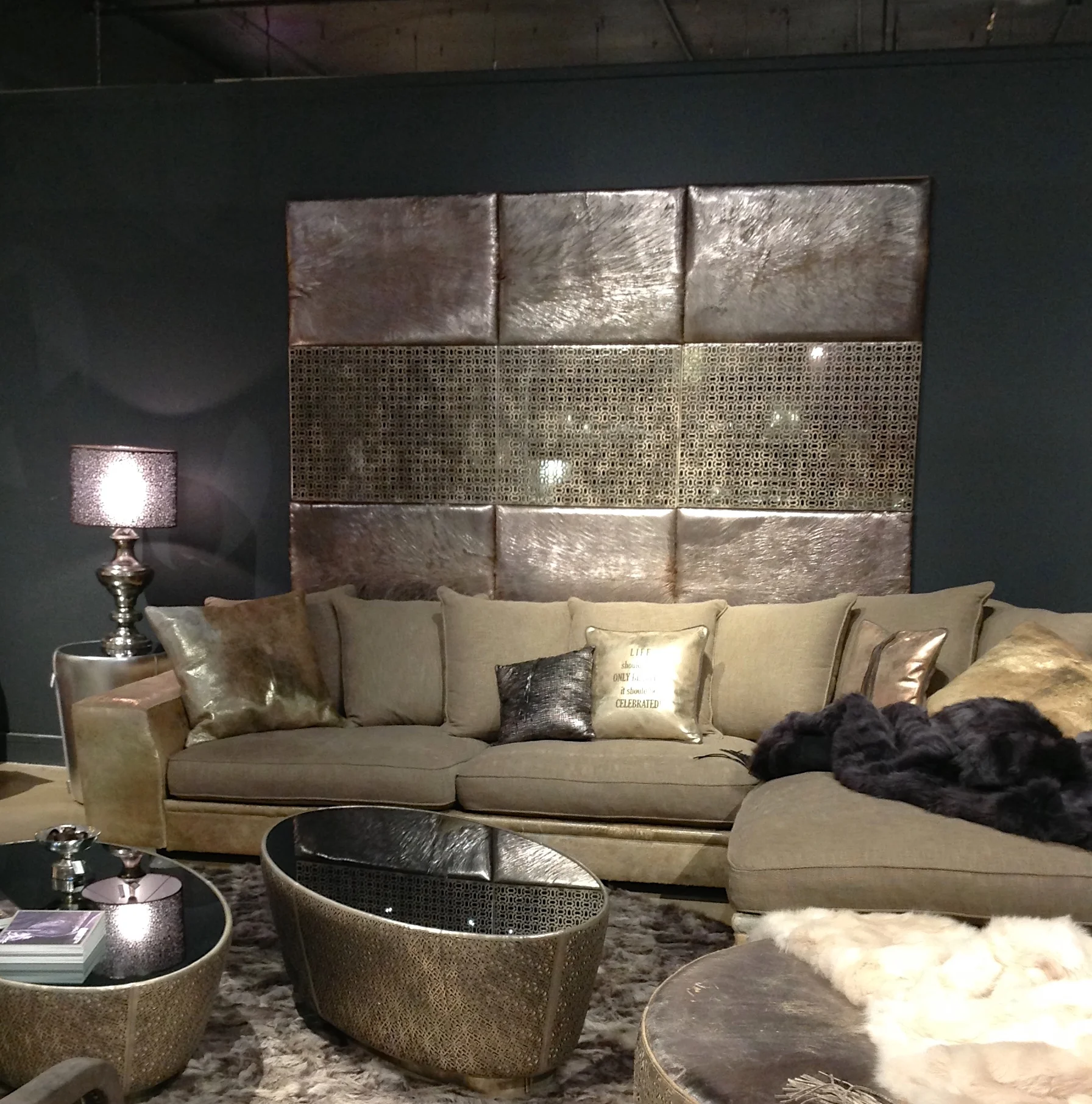 A gorgeous, comfortable sofa with just the perfect amount of sheen to give it that WOW factor! Contact me today if you're interested in ordering one of these! This sectional is customizable so pieces can be added or subtracted to make the perfect fit for your and your family! 