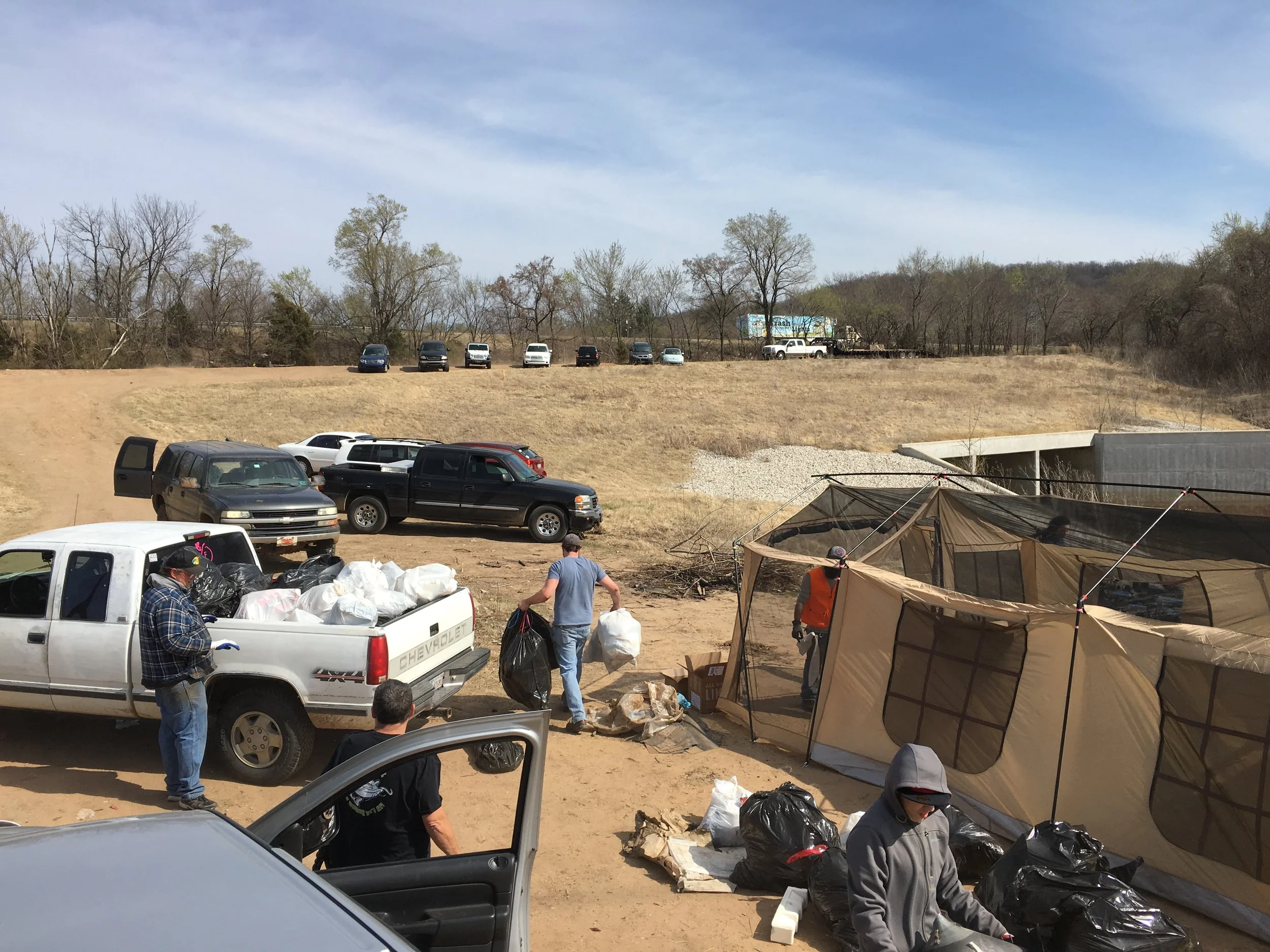 More than fifty individuals came together this past weekend in Sand Springs to help with a massive cleanup effort in a now-defunct Tulsa County Park. (SUBMITTED).