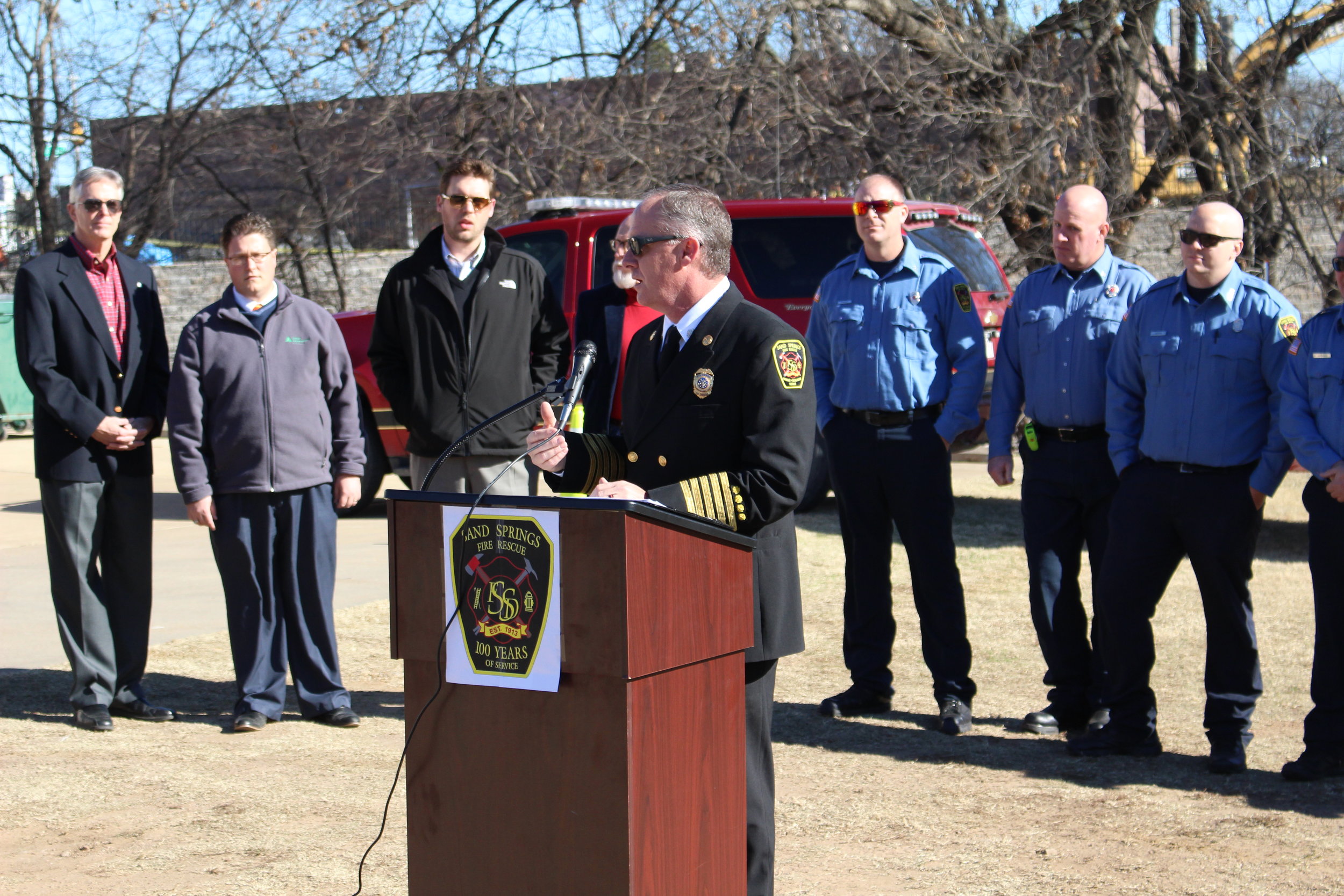  Fire Chief Mike Wood speaks at the Fire Station No. 2 Ground-Breaking Ceremony. 