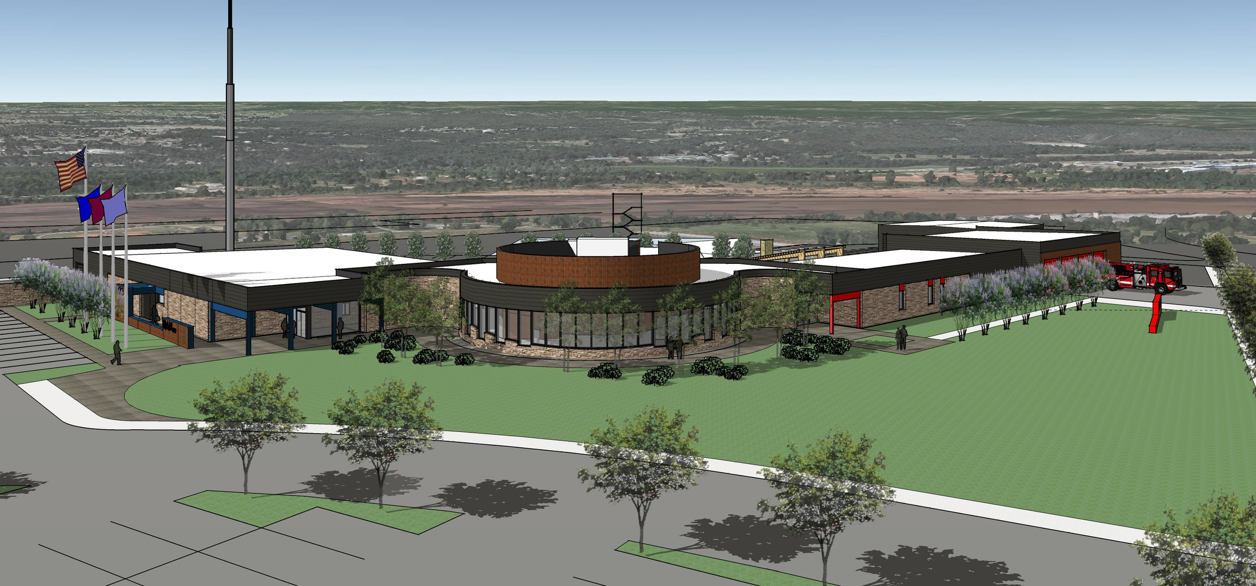  Conceptual rendering of Bilile A. Hall Public Safety Center by Dewberry Architects. 
