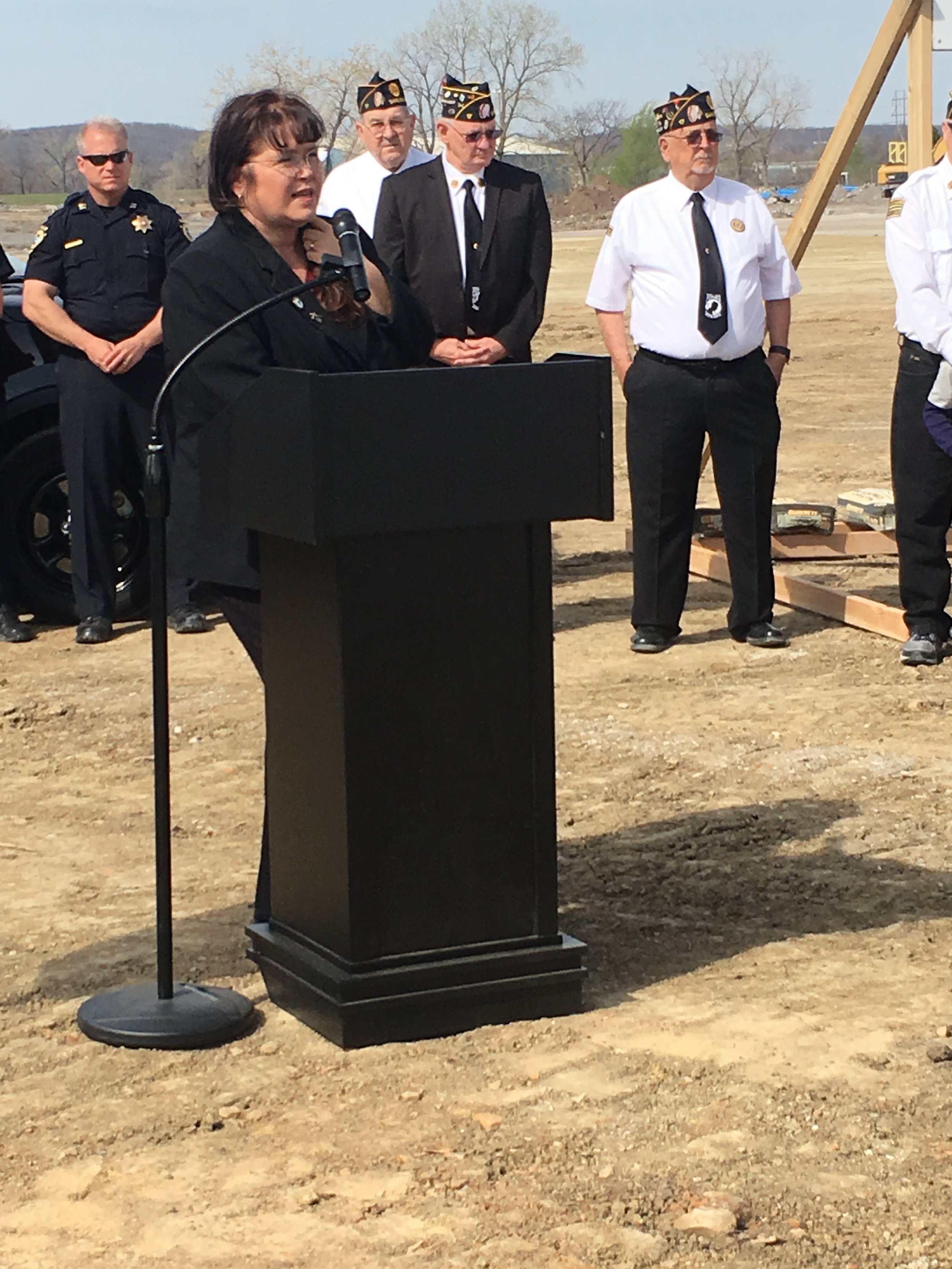  City Manager Elizabeth Gray speaks at the new Billie A. Hall Public Safety Center ground-breaking ceremony. 