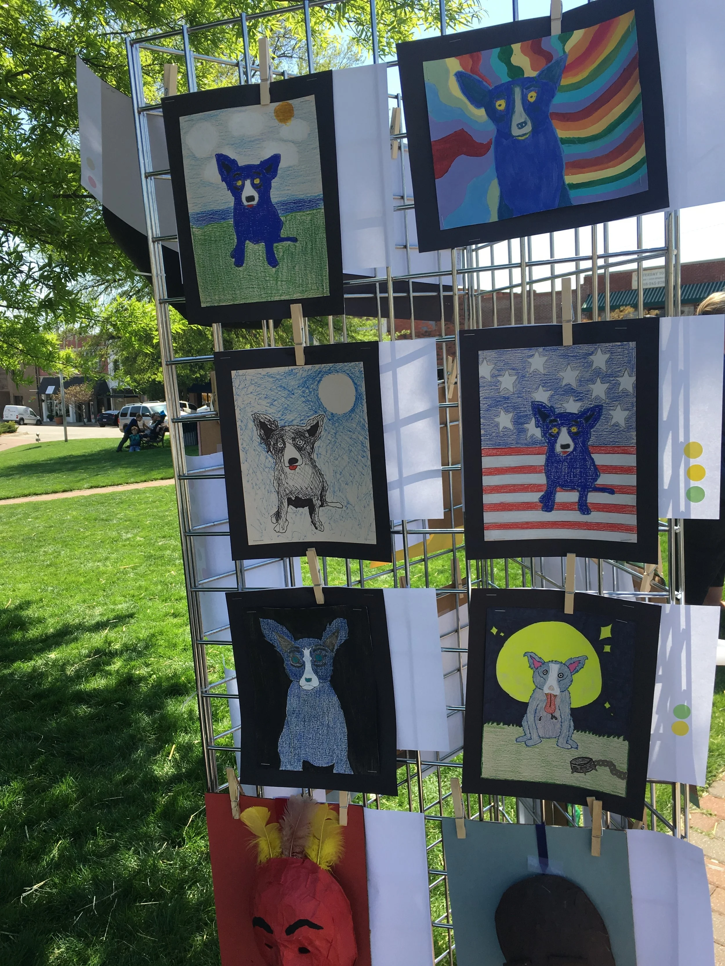 Student Blue Dogs on display at the downtown Triangle Park. 