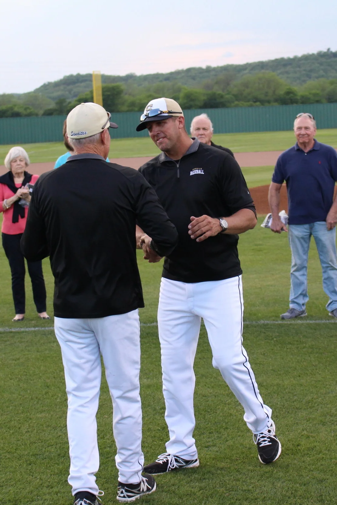 Scott Watkins is recognized alongside fellow All-State Sandites before a 2017 baseball game.