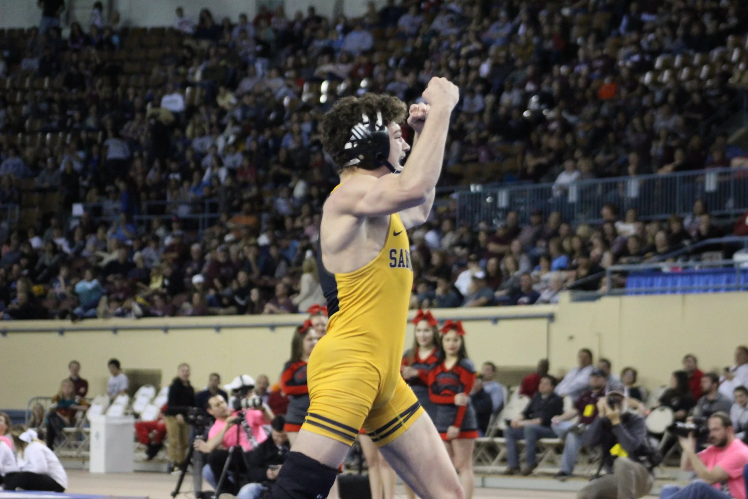 Jack Karstetter celebrates after winning the 6A State Championship in 2017.