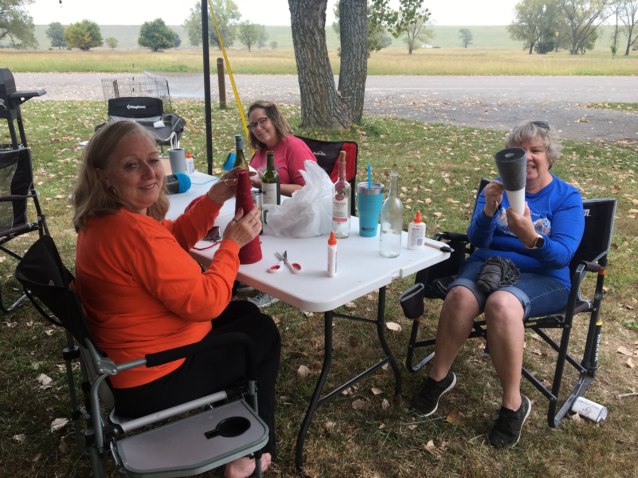  Wheeler Dealers Camping Club members created gnomes during their craft time at the monthly campout. Pictured from left are Ellen Cobb, Ponca City; Pam Doyle, Sand Springs and Linda Long, Ponca City. 