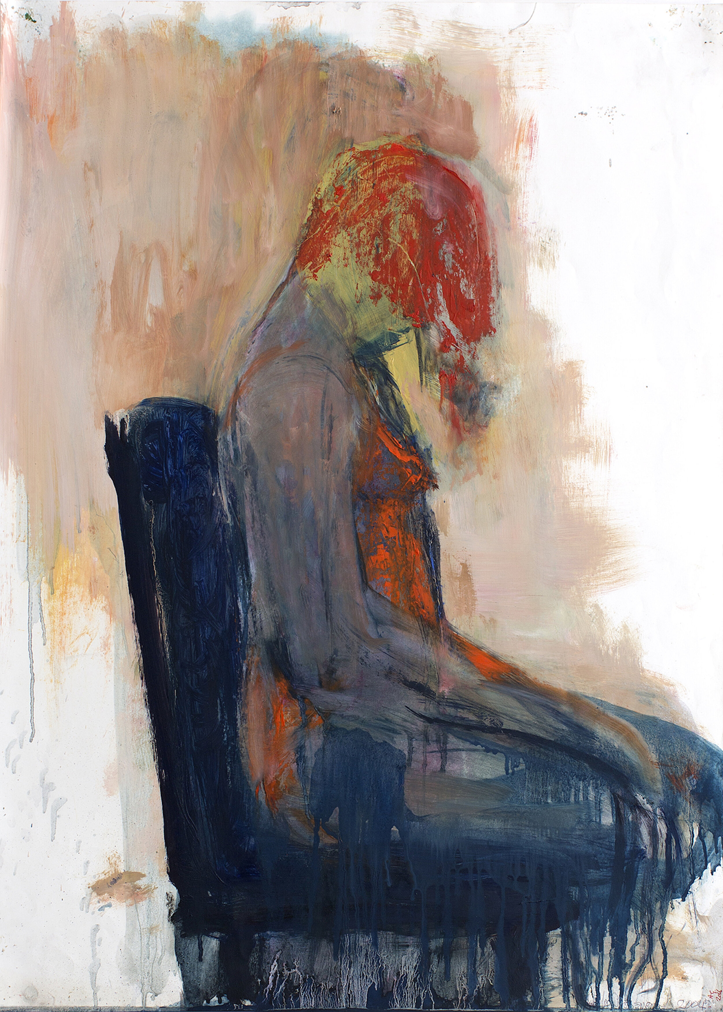  Angela Grossmann, Red Hair, Oil on Paper 