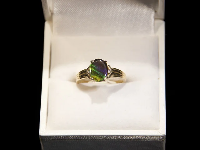 Canadian Ammolite and Diamond Ring