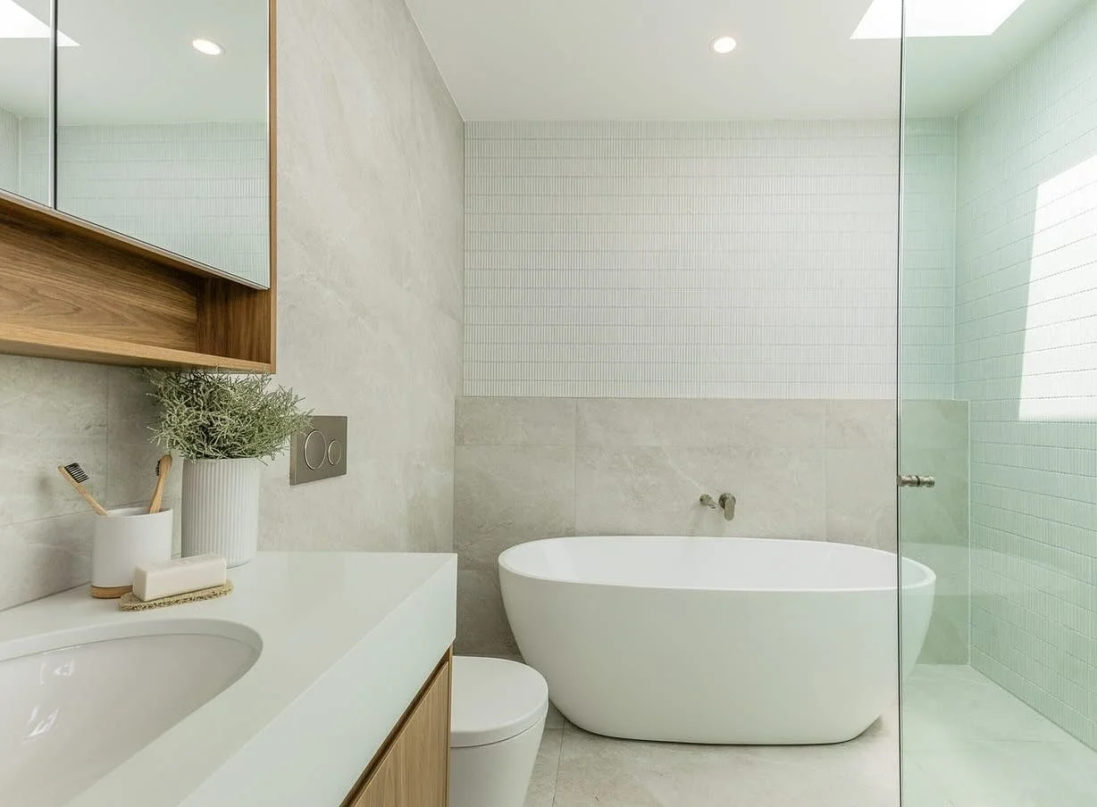 A soothing pallet of natural and calming materials at our Sylvania project.
&bull;
&bull;
&bull;
#bathroomenvy