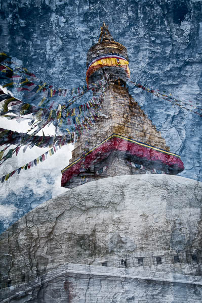 In camera double exposure, Boudhanath Stupa, Kathmandhu Nepal By Michael Smyth