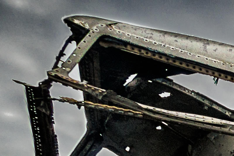 Above: Detail showing the bright edges before treatment