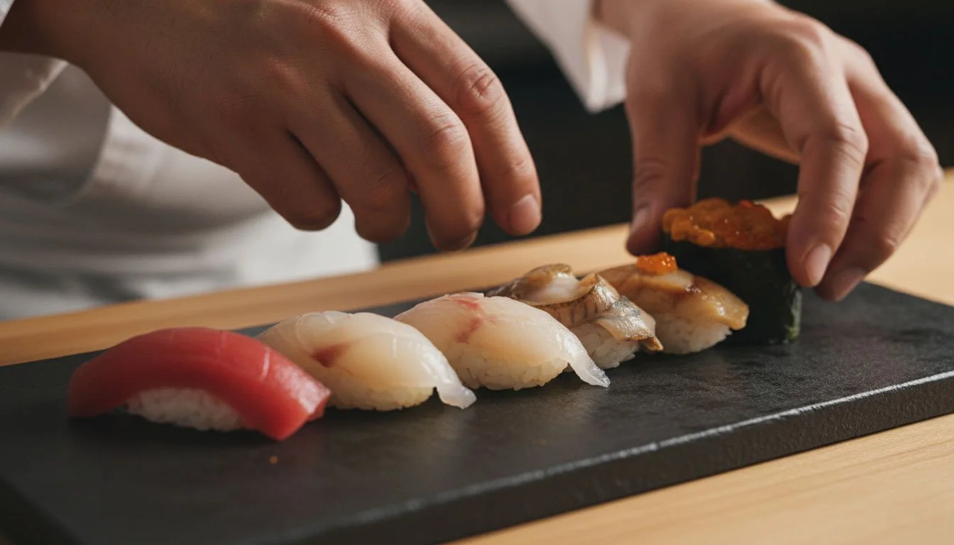 Chef preparing fresh sushi in a restaurant covered by Equipment Breakdown for Fixed Commercial Equipment.