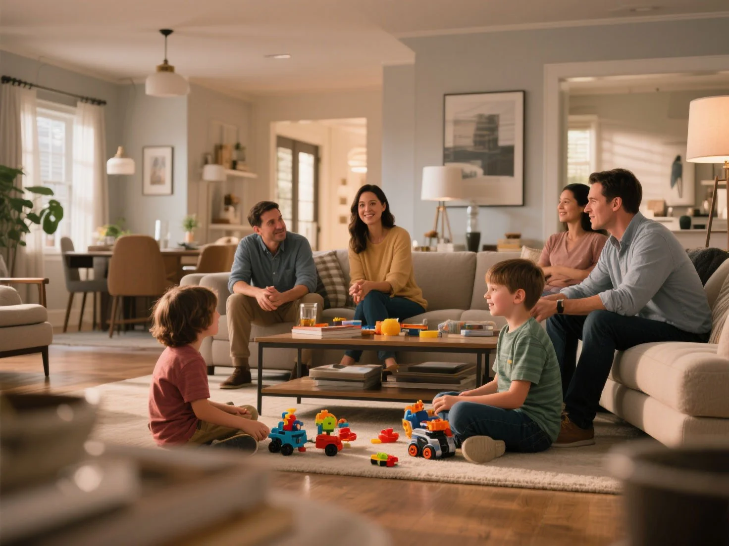 A family enjoying the time together with their relatives.