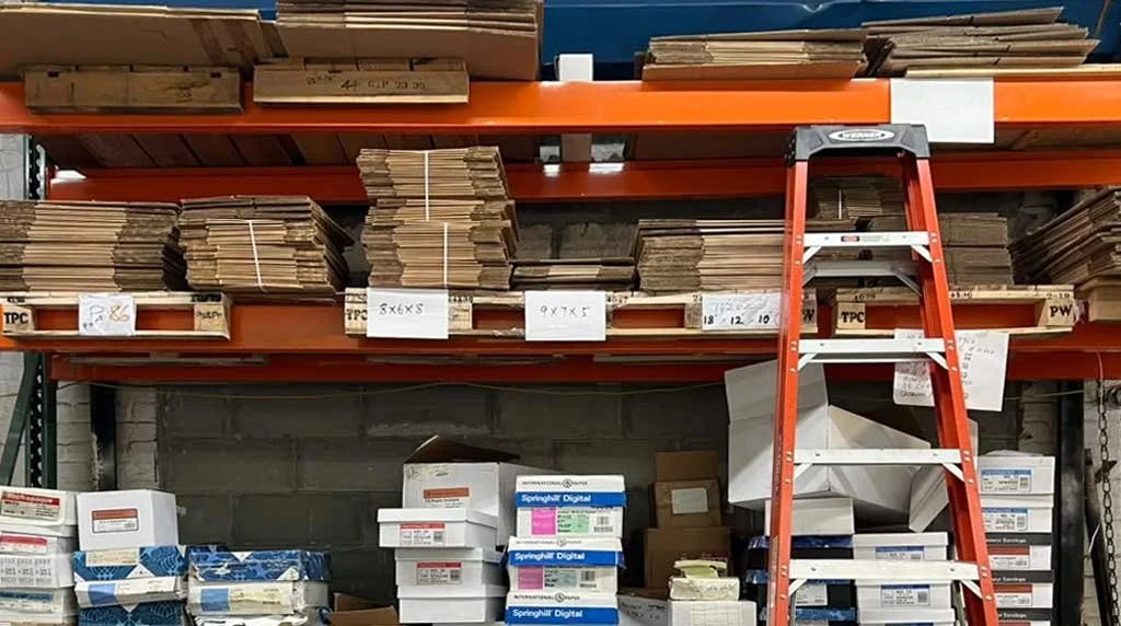 Paper in cases, boxes and other inventory pile up in the printing plant and will become a hazard for insurance.