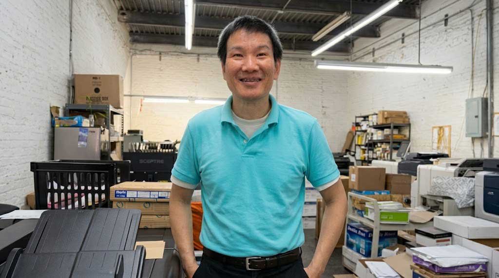 Post Heritage, Brooklyn based printing company's owner Ken Hew stood inside his printing plant.
