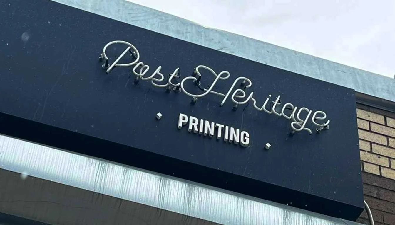 Post Heritage logo signage on exterior.