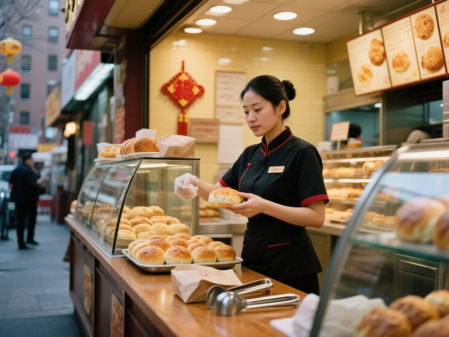 Chinesewoman selling breakfast in Flushing New York