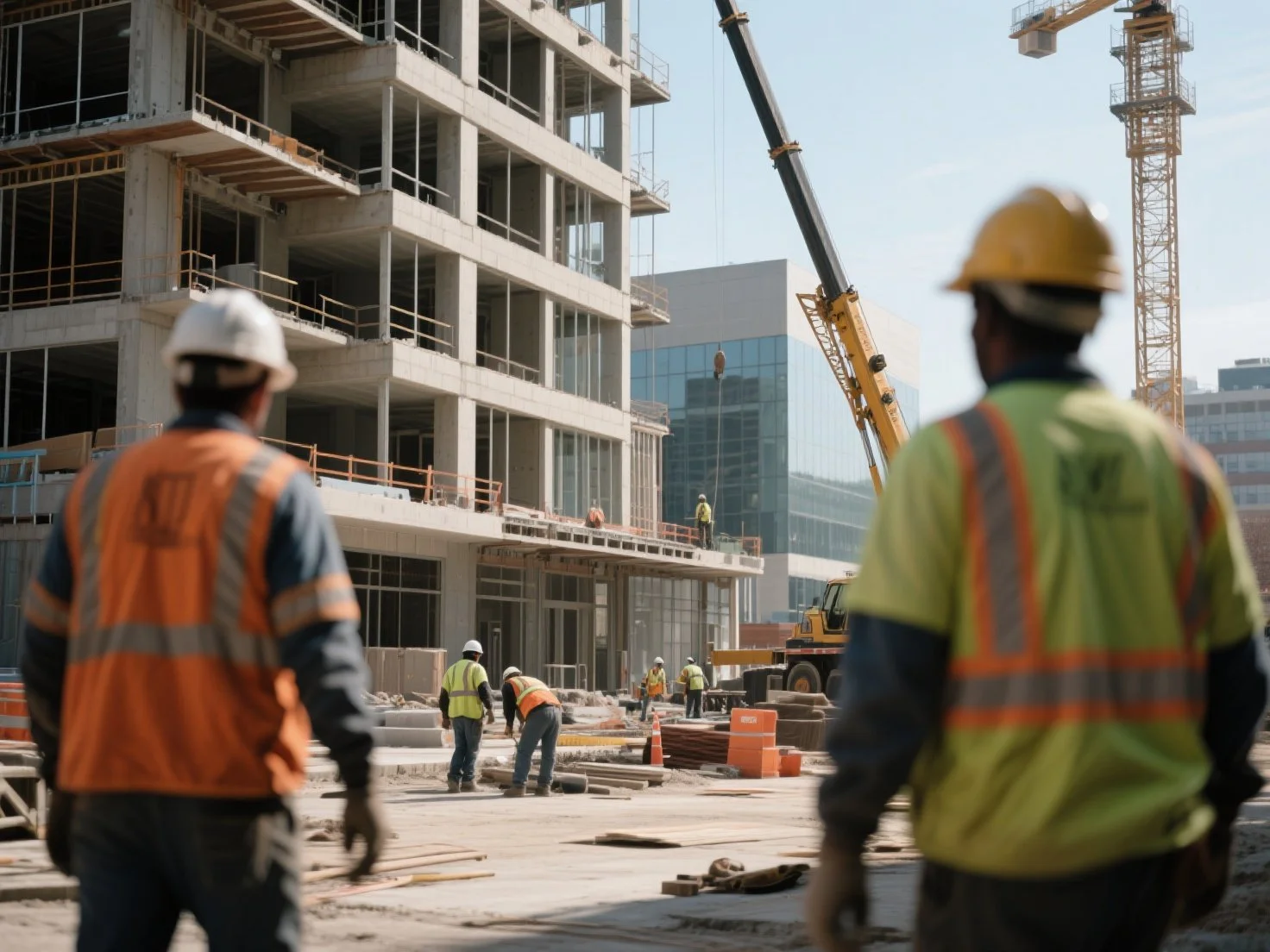 Contruction workers working at the construction site.
