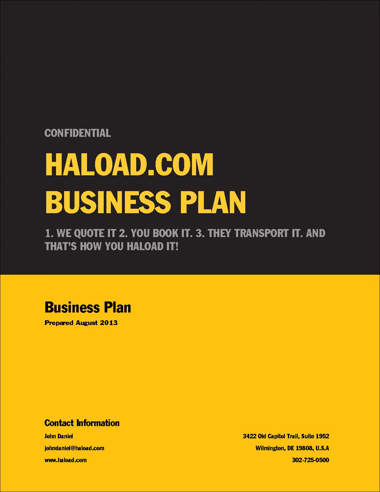 Bold Entrance - Business Plan Cover Page