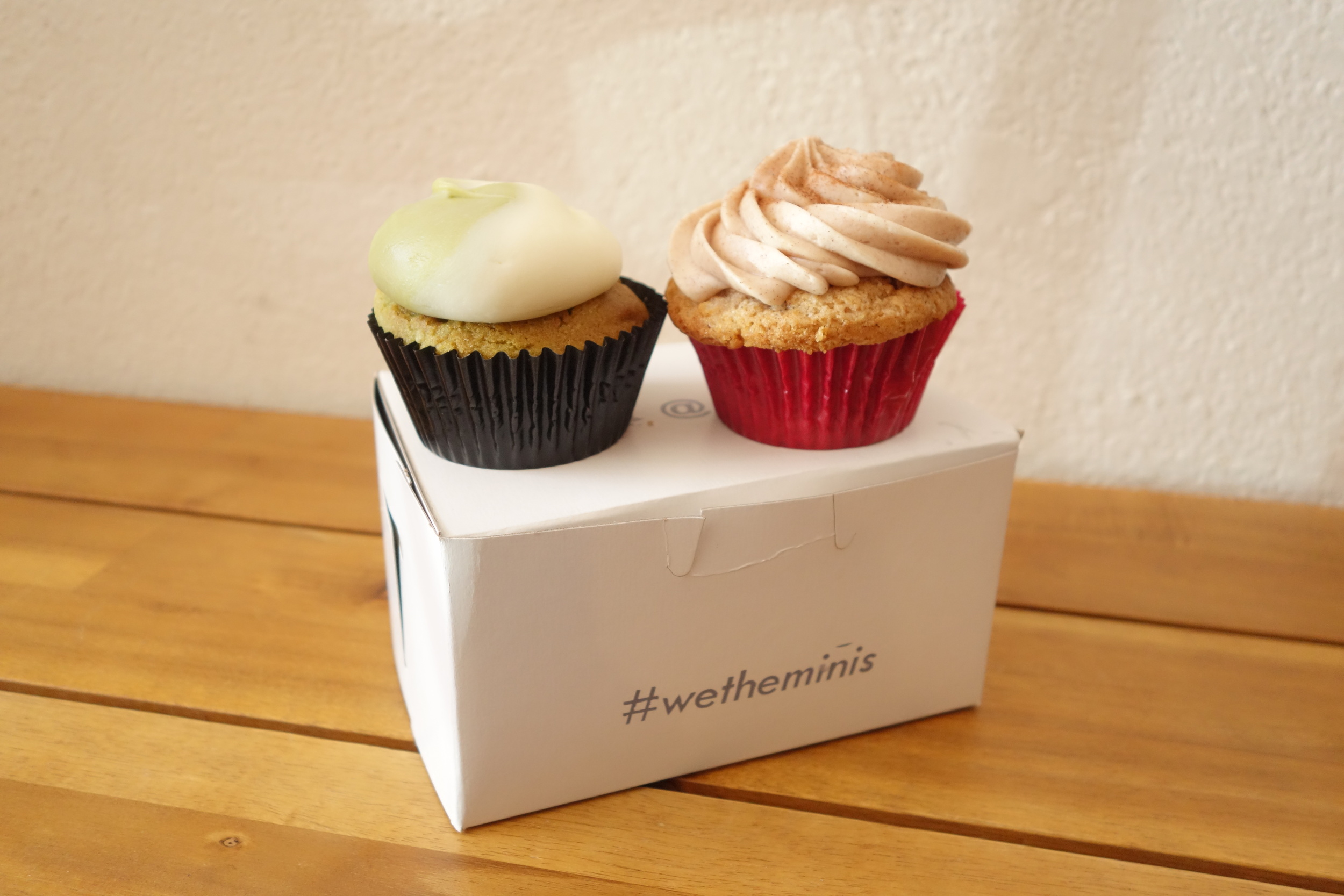 Cupcakes by We The Minis. Matcha Green Tea (Left) & Churro (Right).