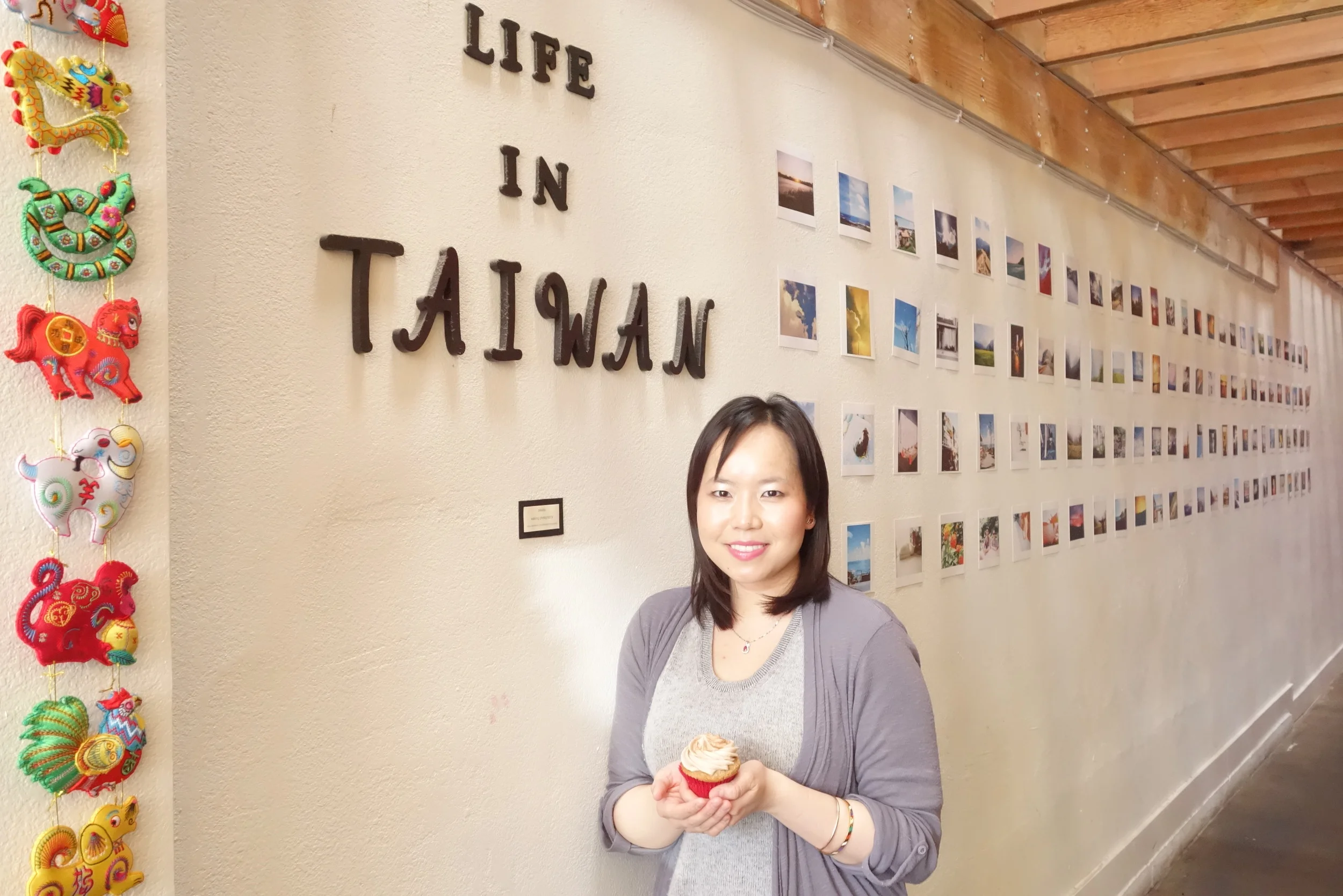 Sandy Elle with a Churro Cupcake by We The Minis. Taiwan Bento is a restaurant in the Bay Area that specializes in Taiwanese home cooking and offers Cupcakes by We The Minis.