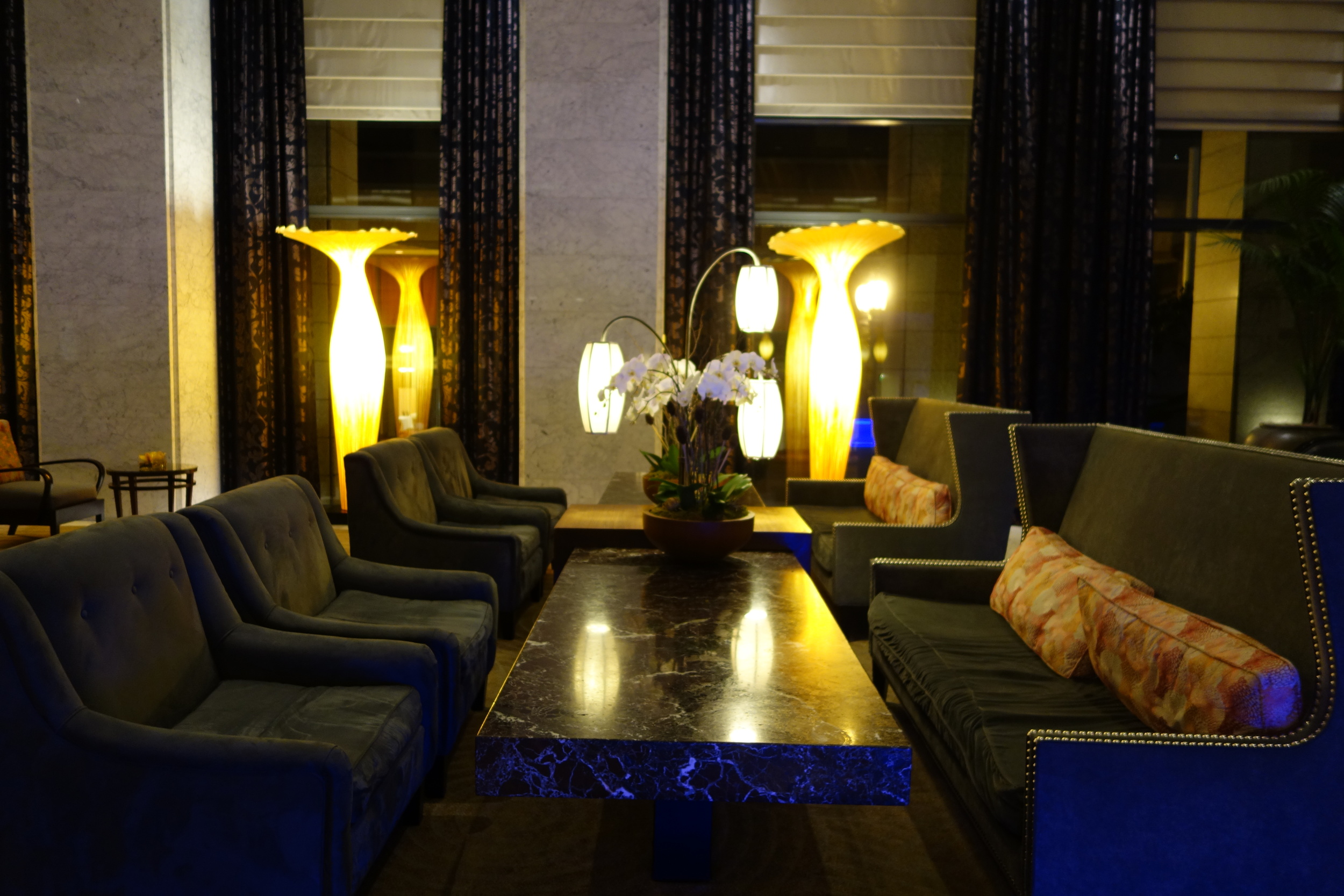 Inside Hotel Nikko's 2nd Lobby that leads to Anzu Restaurant and Bar.