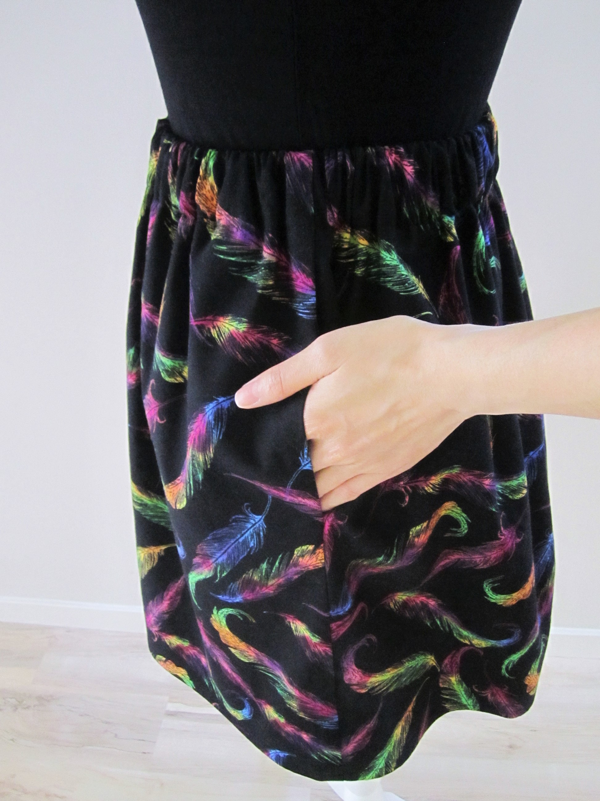 Neon Feather Skirt (Pockets Showcased)