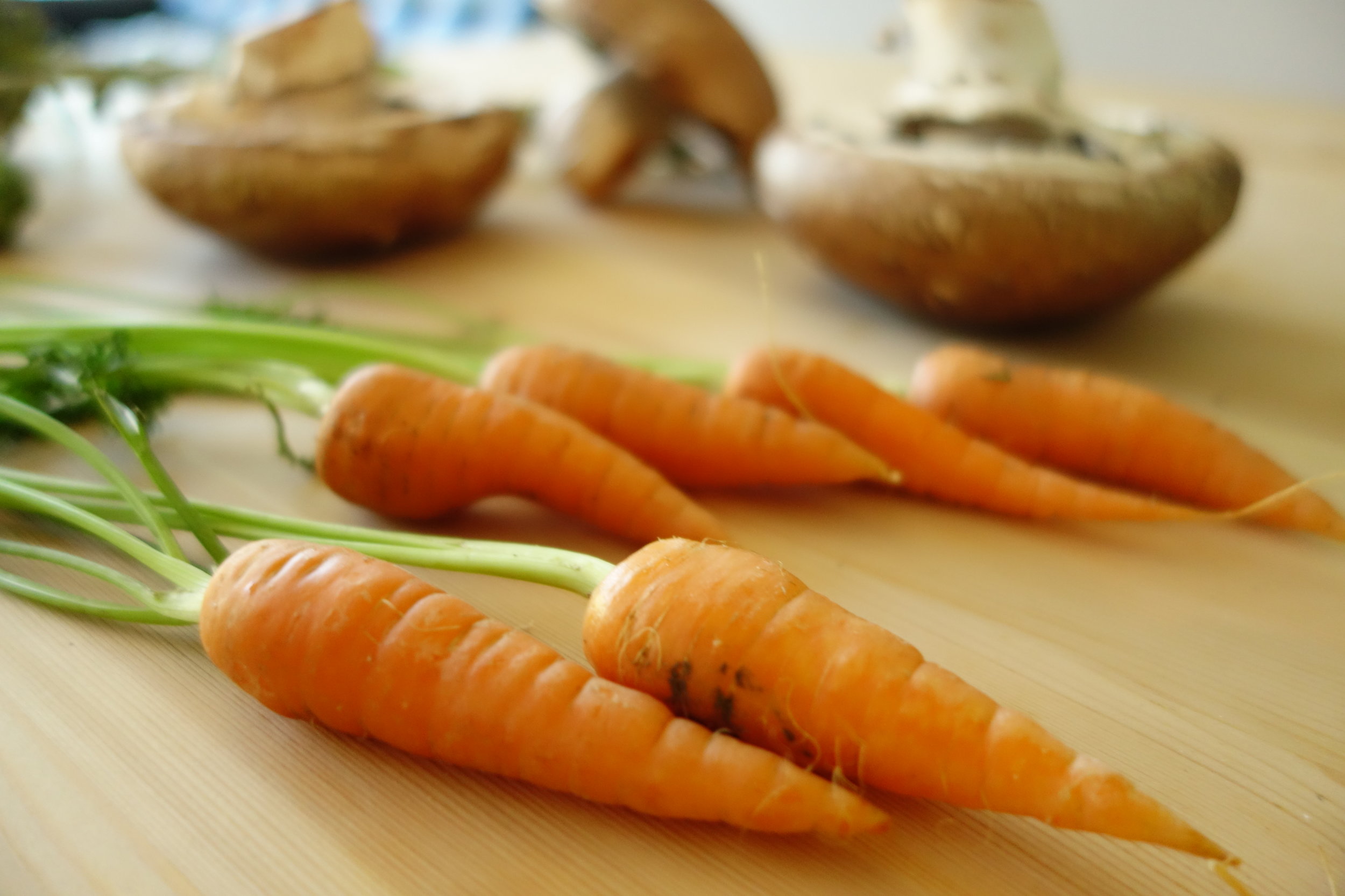 Organic Raw Carrots from the local Farmer's Market in San Francisco's Ferry Building.