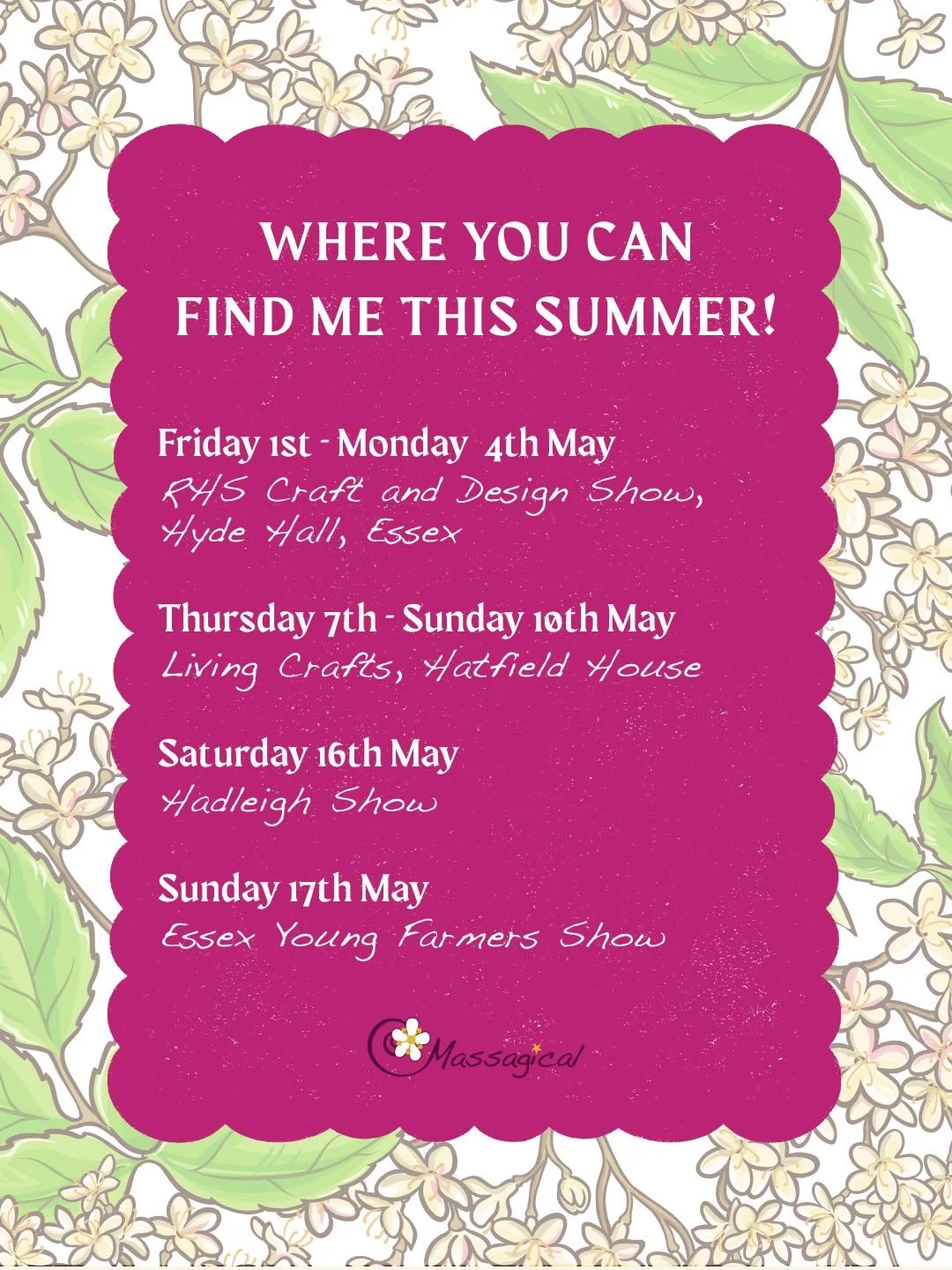 SHOW SEASON! 🌸🛍️

An important part of my business - telling new people and audiences about the magic of Massagical! 

In a sea of products claiming to fix and nourish dry skin, I understand that it&rsquo;s important for customers to see for themse