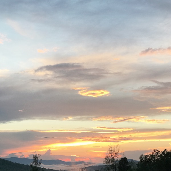 Evening sunset over the Catskills after a day of interspersed lightening and rain storms 