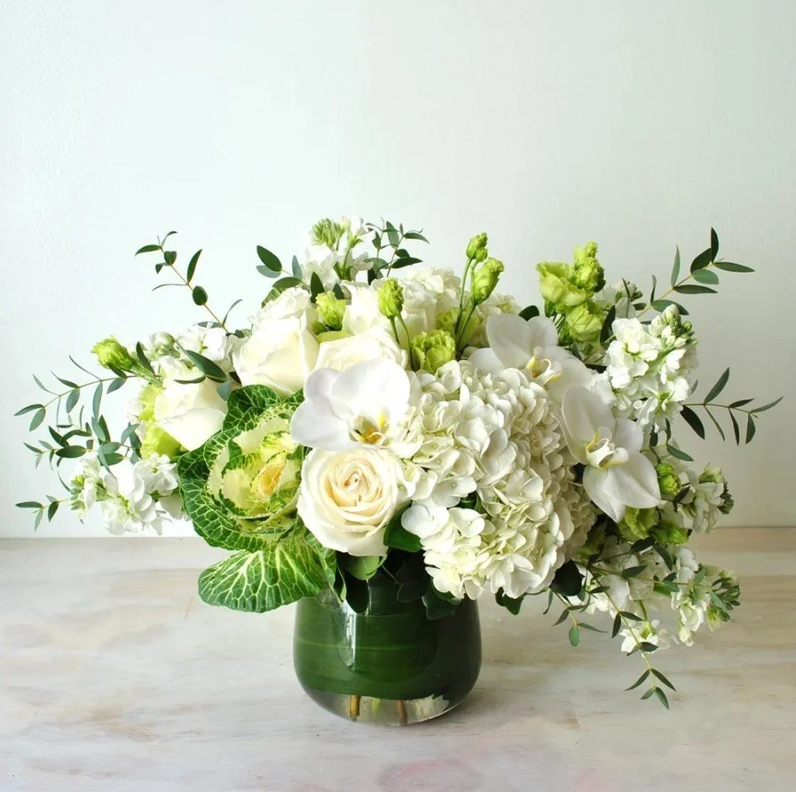 white and green anniversary flowers delivered weston ma