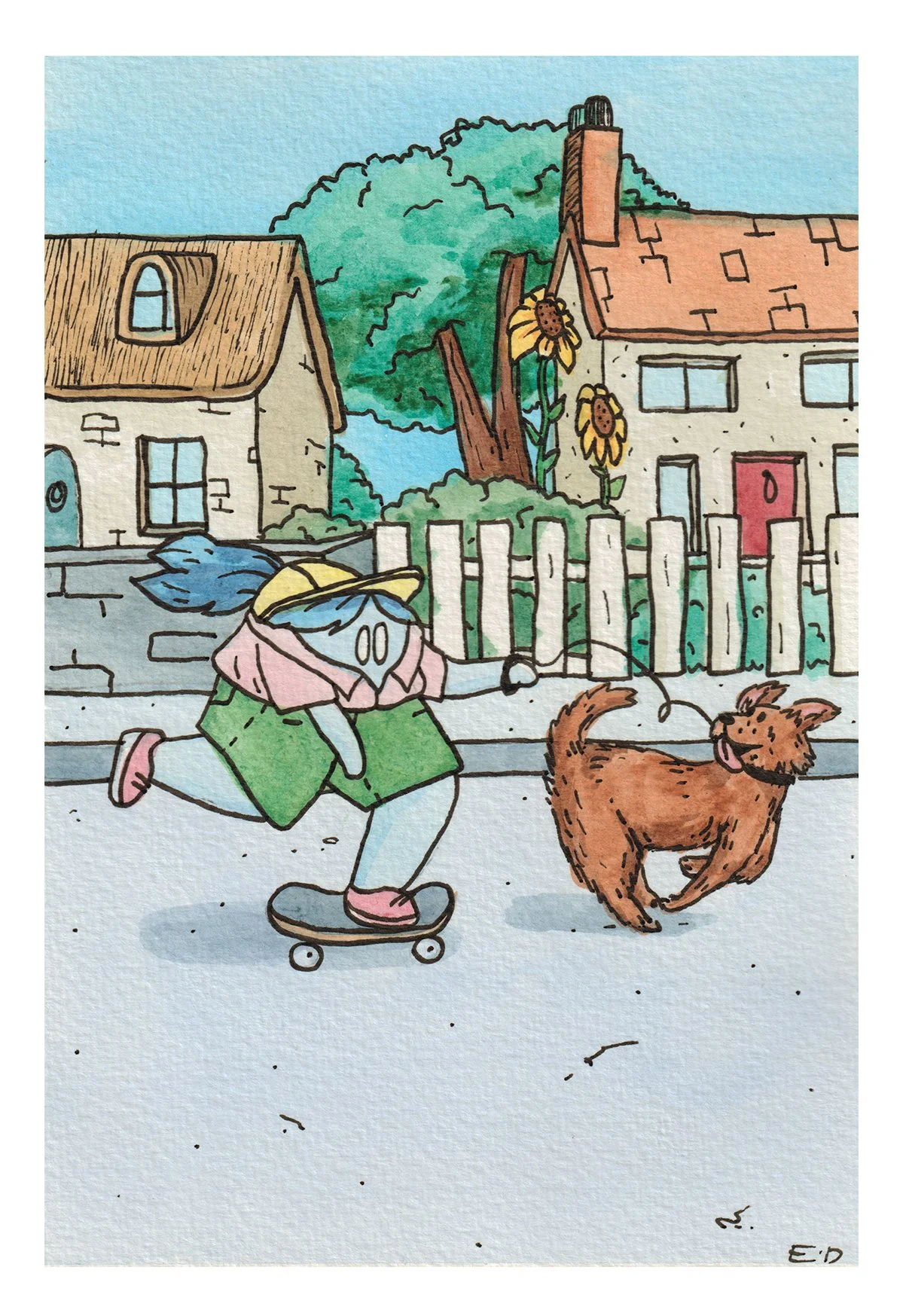 Happy - Watercolour + ink on paper