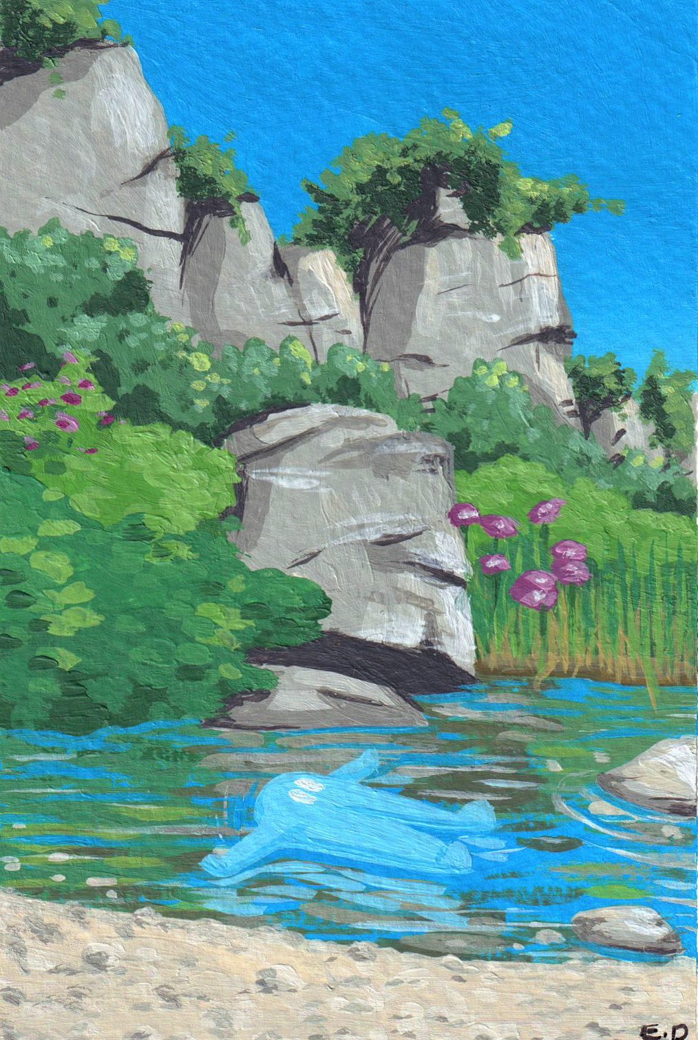 Swimming in Benahavis - Acrylic on Paper