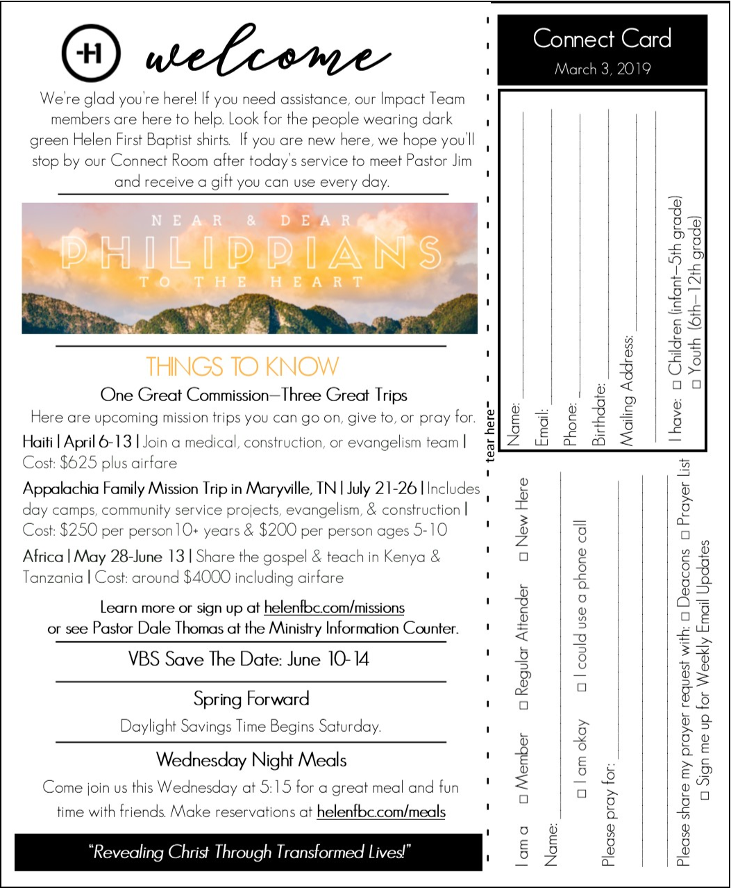 Front of Bulletin