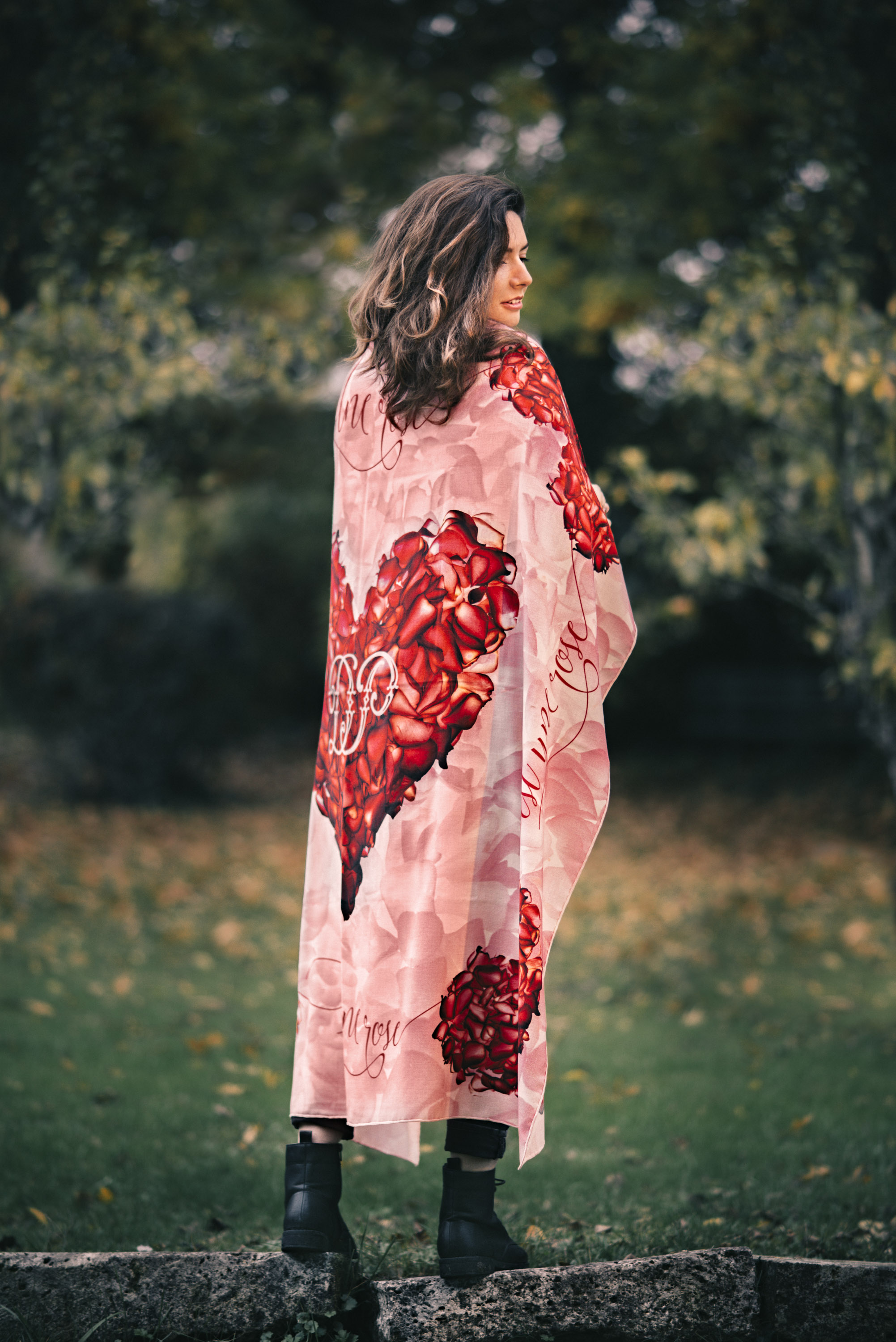 LOVE wool twill custom print scarf