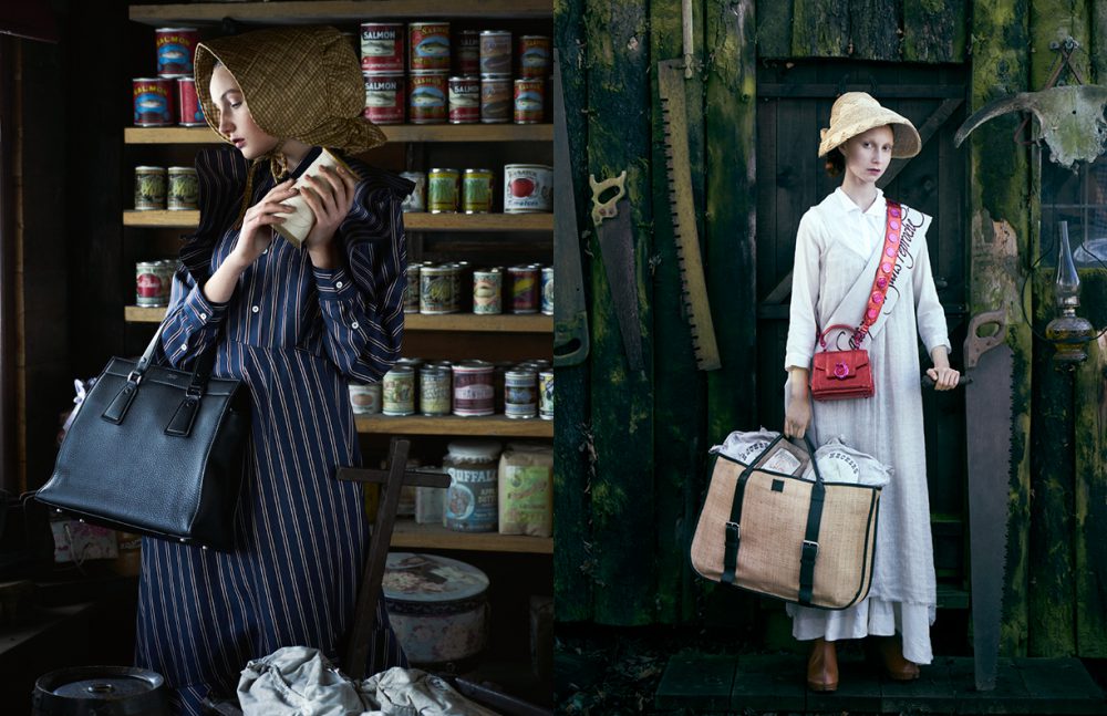 Schön magazine | Westworld Dress / Mulberry Bag / Giorgio Armani Opposite Shirt / Stella McCartney Dress / Forte Forte Bag (Small) / Trussardi Bag (Big) / Hugo Matha Scarf / Si Je Veux Clogs / Vivienne Westwood
