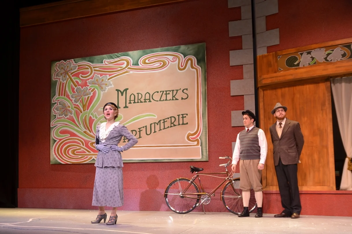 opening scene outside of Maraczek's Parfumerie