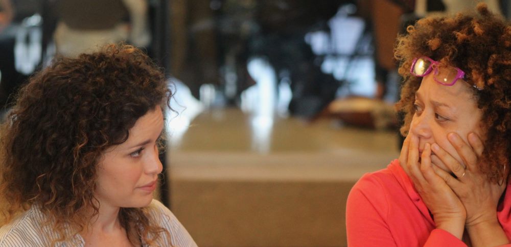 Briana Carlson Goodman and Michole Briana White rehearse “Public Enemy: Flint.”