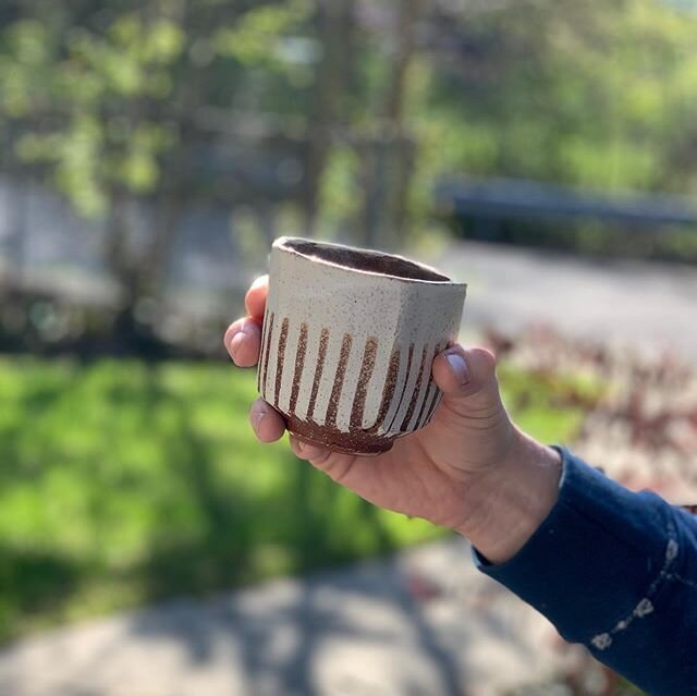 Enjoying a little front porch sunshine with our coffee this morning. Each day one of us &ldquo;picks the cups&rdquo; for our coffee routine, today I picked. &ldquo;Cups from places I&rsquo;d like to be right now&rdquo; one is from @schallergallery an