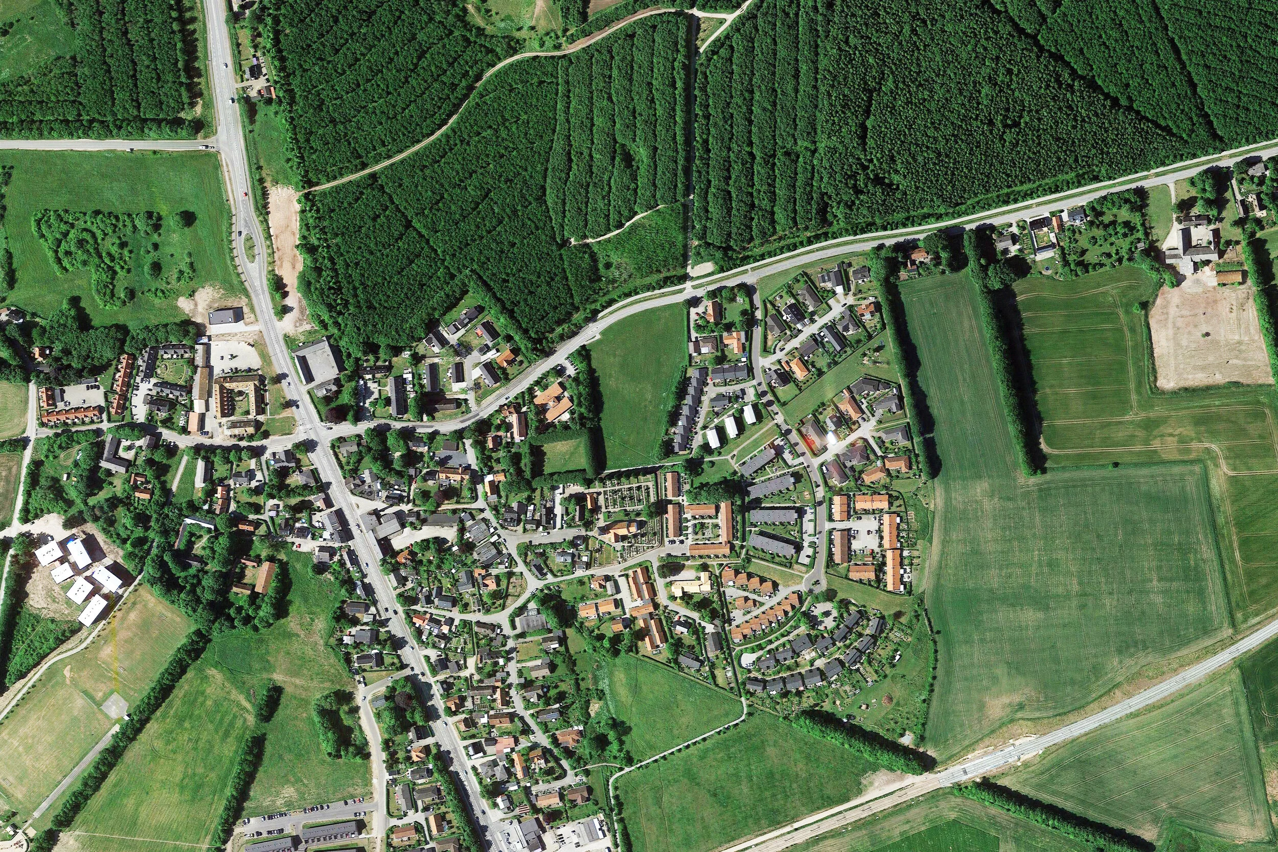 Lisbjerg, Denmark, aerial view.