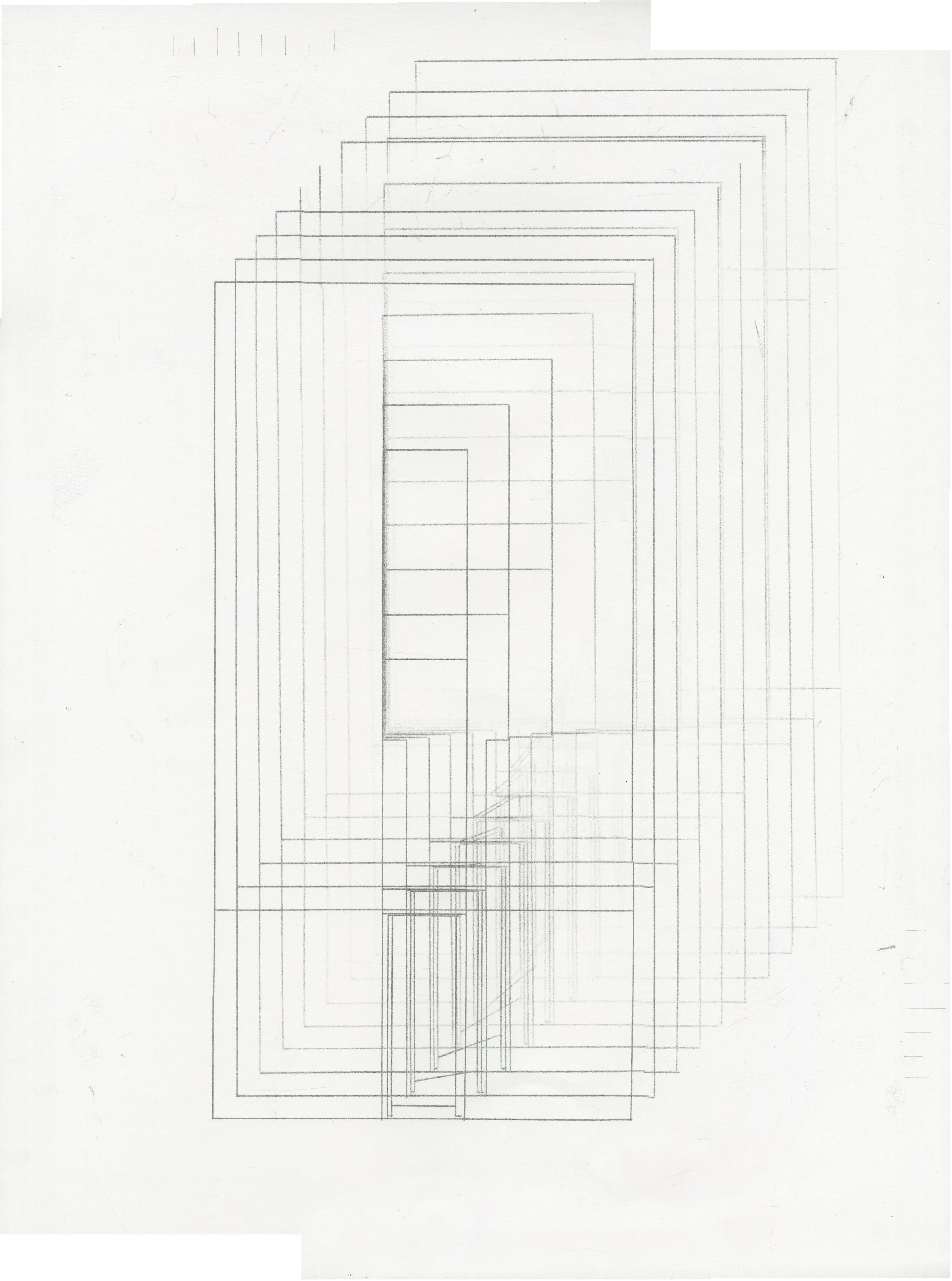 Opening the front door, impression from carbon paper.