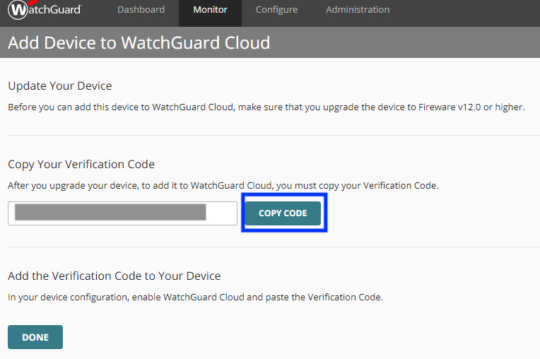 WatchGuard Cloud Visibility Verification