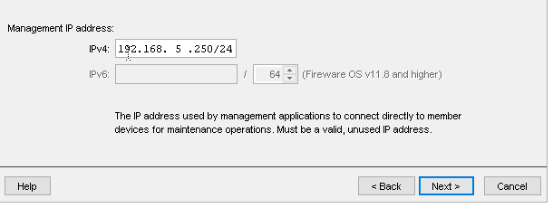 WatchGuard Management IP address screen shot