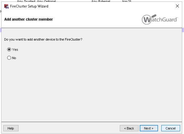 WatchGuard Add another cluster member screen shot