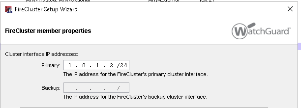 FireCluster Interface IP address screen shot