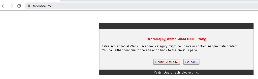 WebBlocker Warn Action screen shot