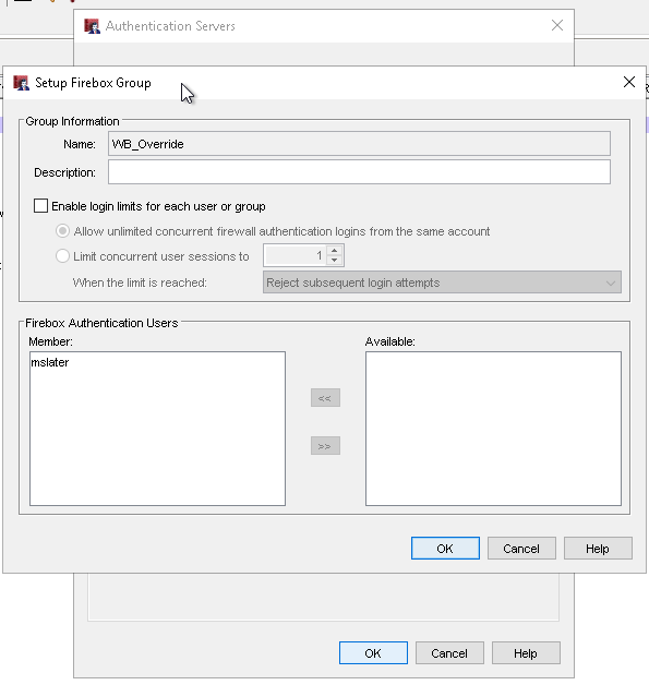 WatchGuard Setup Firebox Group screen shot